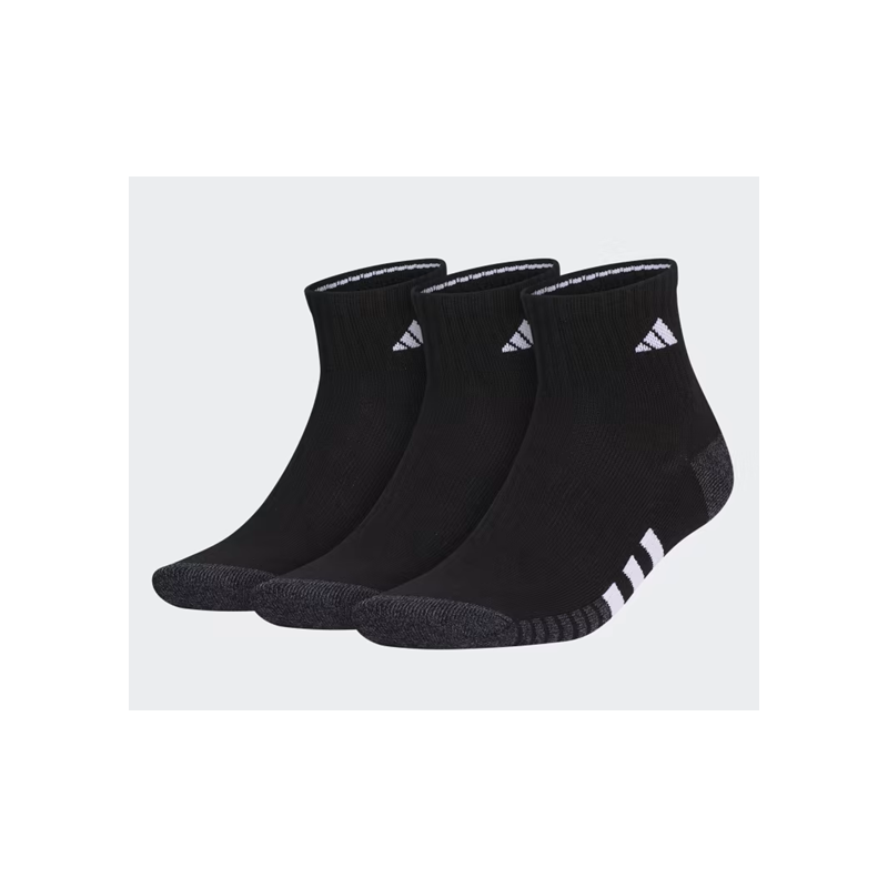 Adidas Mens Cushioned 1/4 Sock 3 Pack (BLK)